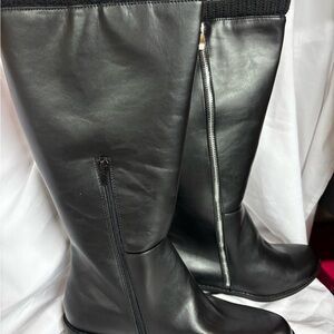 JustFab Black Over the Knee Boots with Inner Zipper
